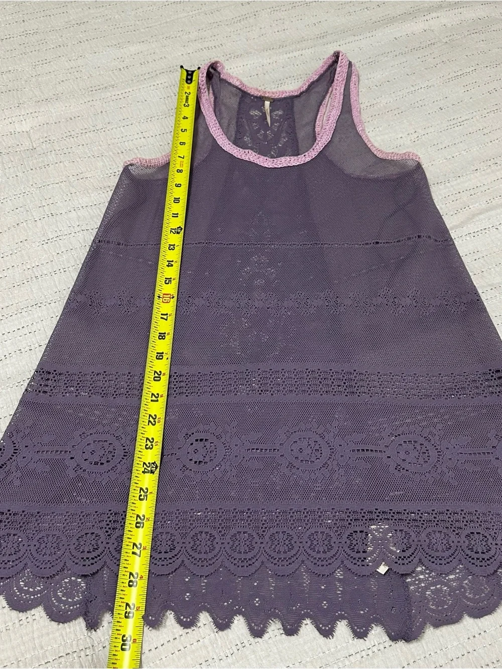 Free People Purple Mesh Tunic with Pink Trim
